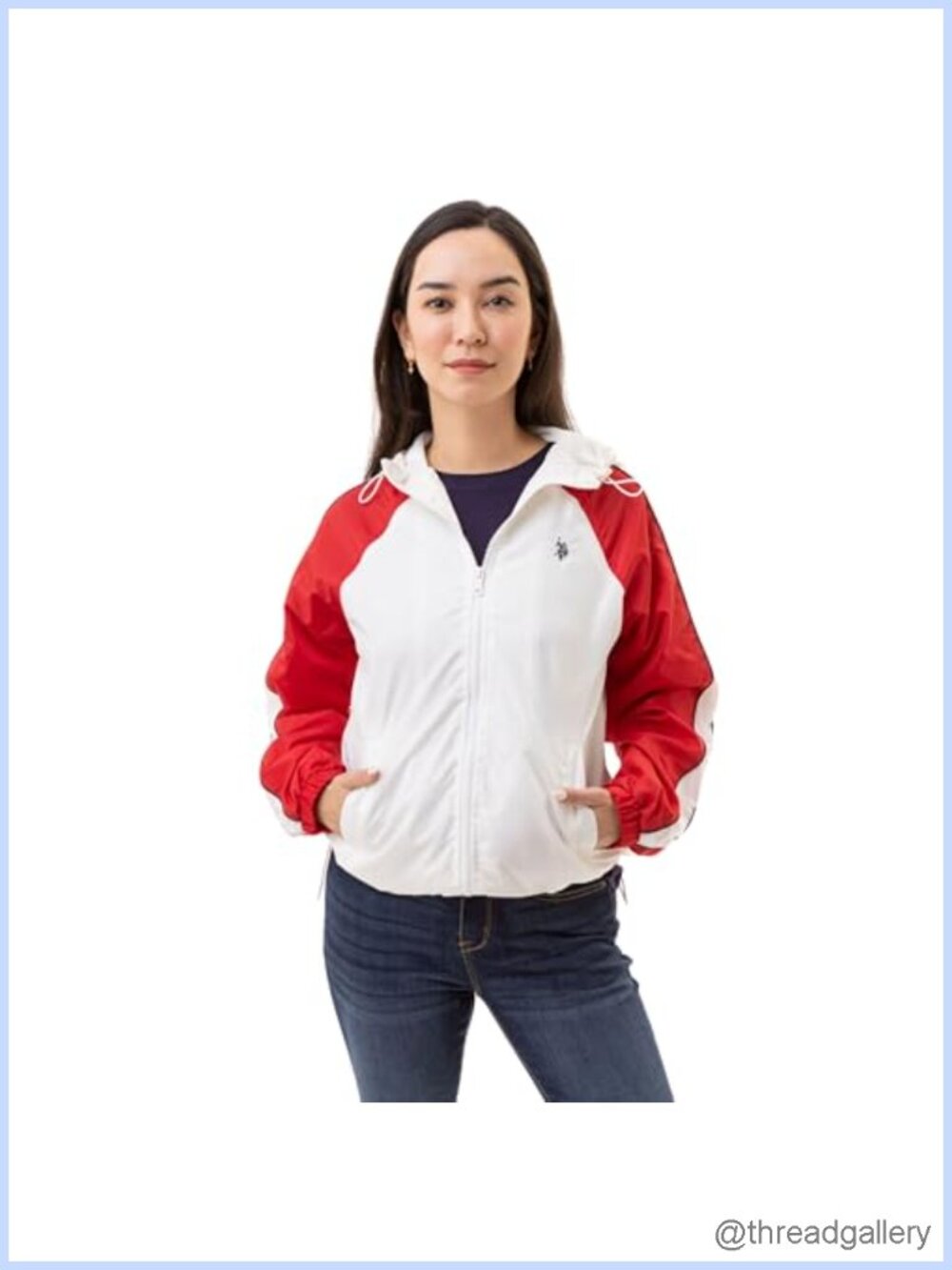 Hooded Varsity Windbreaker Raglan Sleeve Poly Mesh Lined Fitted Jacket